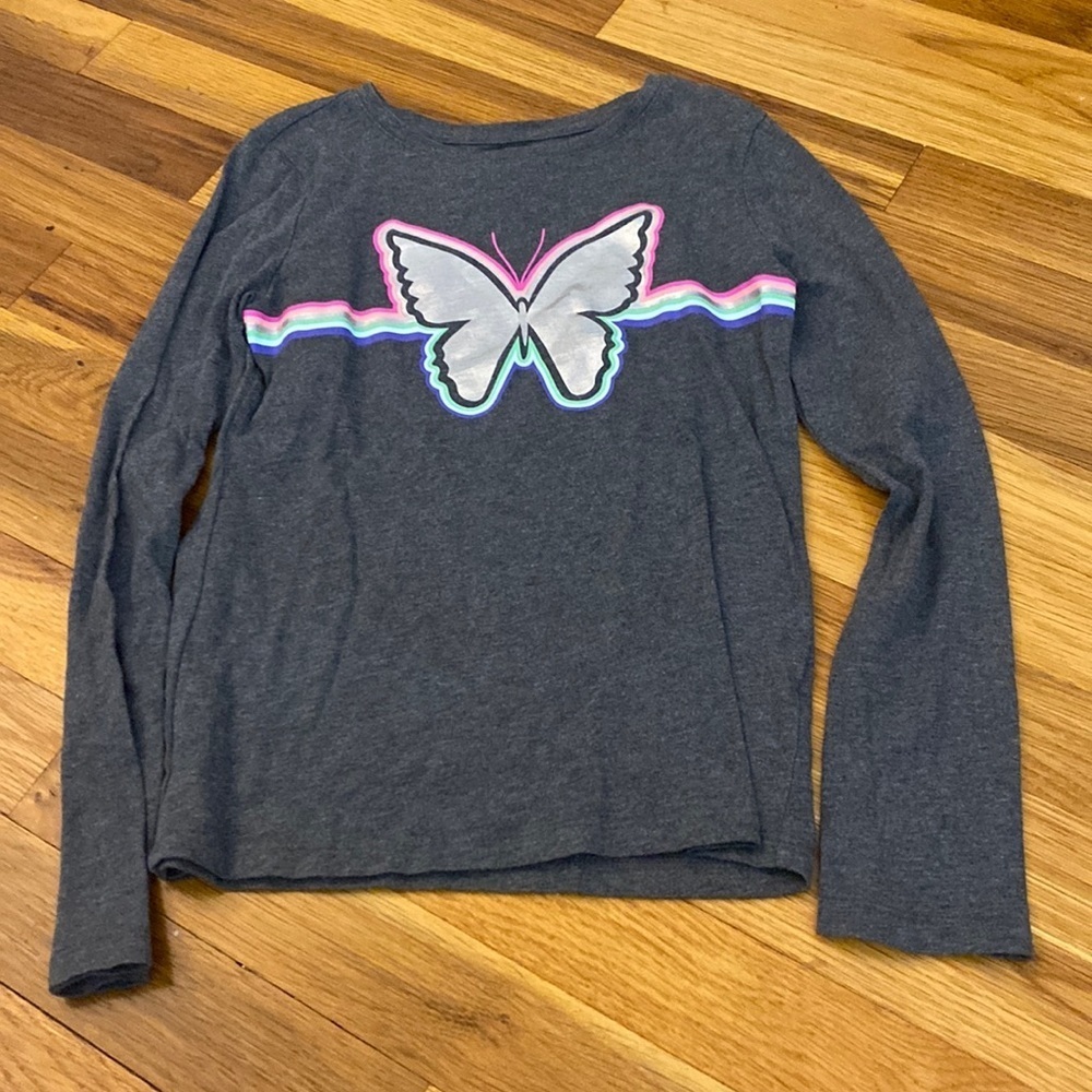 GAP Girl’s Gray Butterfly Long Sleeve Shirt Size M